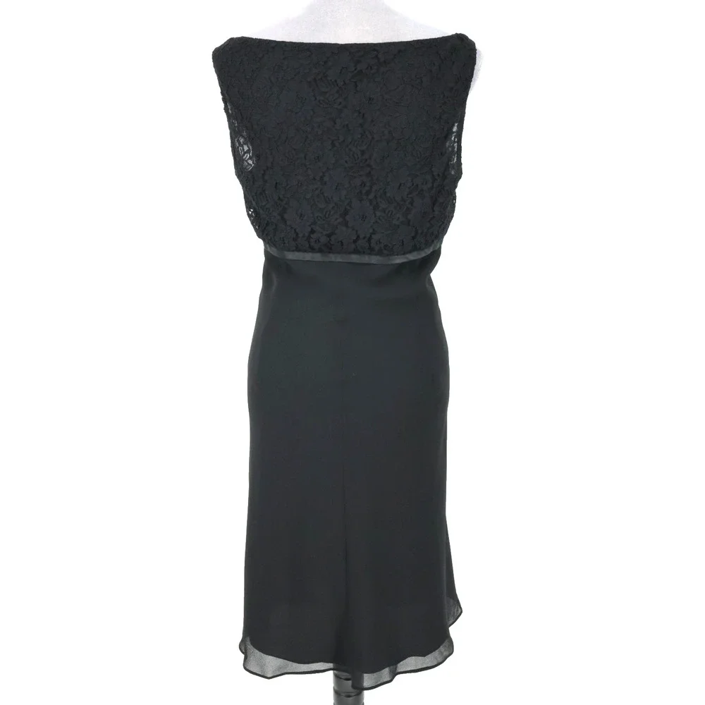 Jones Wear Dress Womens 16 Black Lace Bodice Chiffon Skirt Side Zip Lined Party - Picture 2 of 12